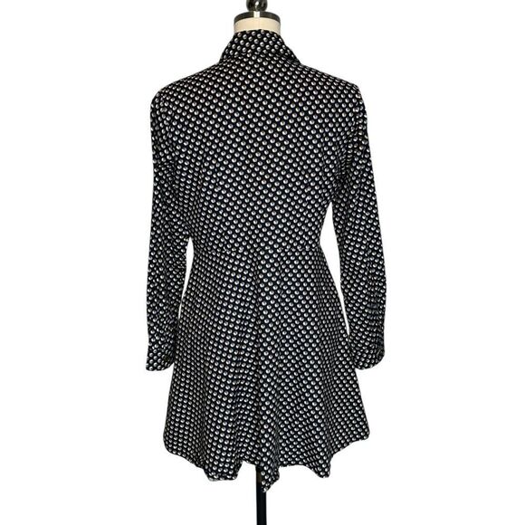 eshakti Blue Polka Dot Long Cotton Long Sleeve Fit and Flare Shirt| 12 - Picture 7 of 8